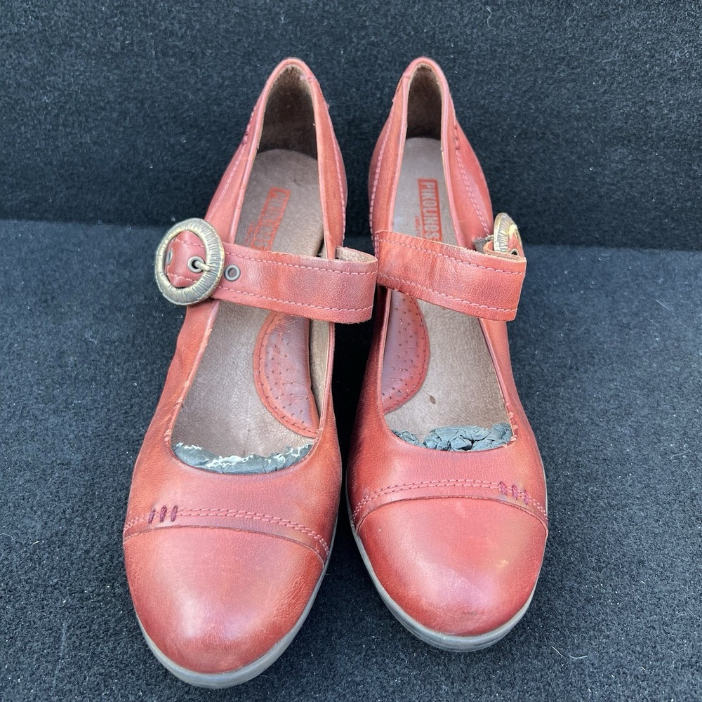 PIKOLINOS Shoes Mary Jane Pumps Gandia Arcilla Burgundy Leather Women's 40/9.5 - Picture 3 of 8